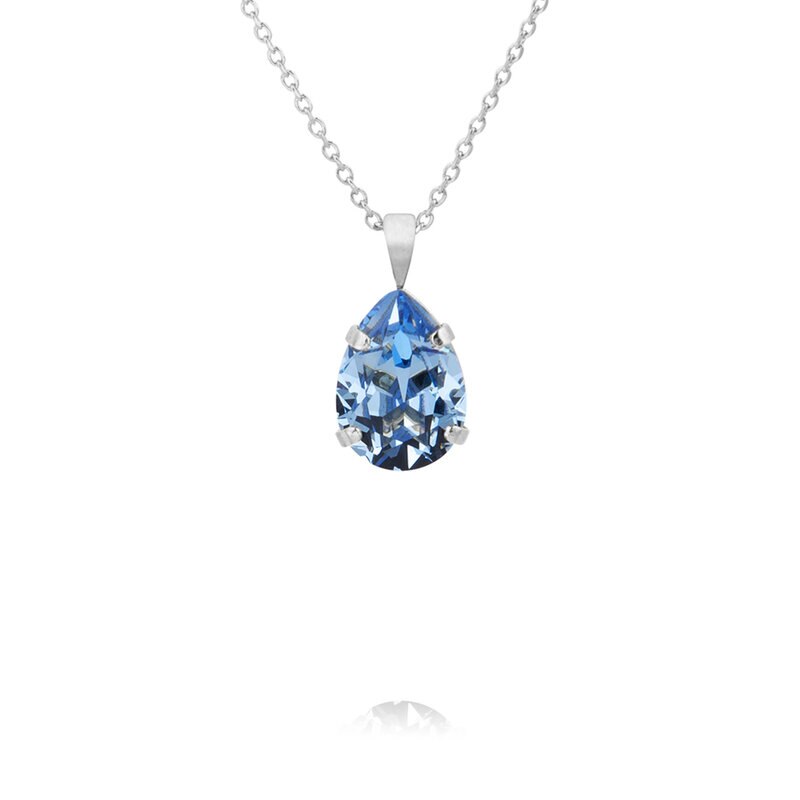 Product Image for Mini Drop Necklace Rhodium / Light Sapphire