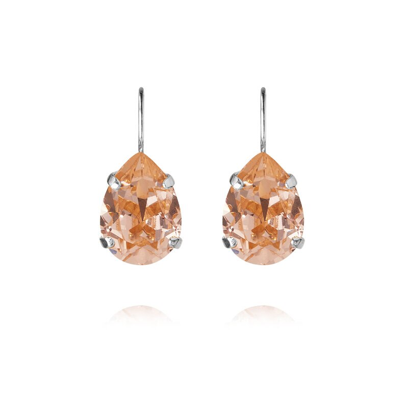 Product Image for Mini Drop Clasp Earrings Rhodium Light Peach
