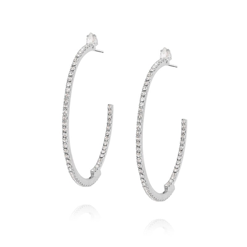 Product Image for CRYSTAL LOOP EARRINGS RHODIUM