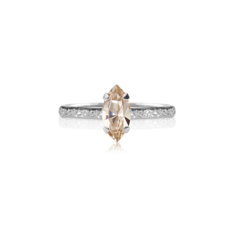 Product Image for Petite Navette Ring Rhodium Light Silk