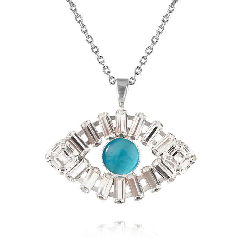 Product Image for Greek Eye Statement Necklace Rhodium