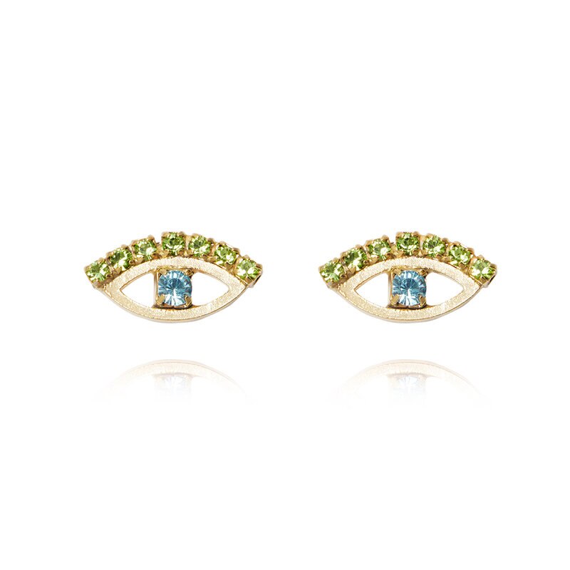 Product Image for Petite Greek Eye Earrings / Green + Blue Gold