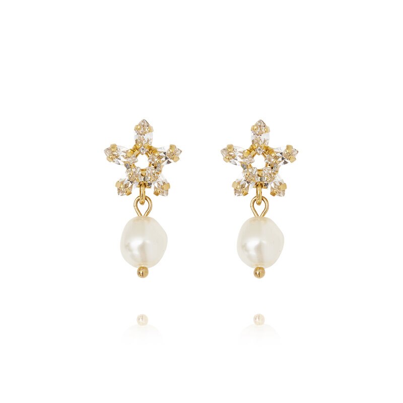 Product Image for Emmy Earrings Gold Pearl Crystal