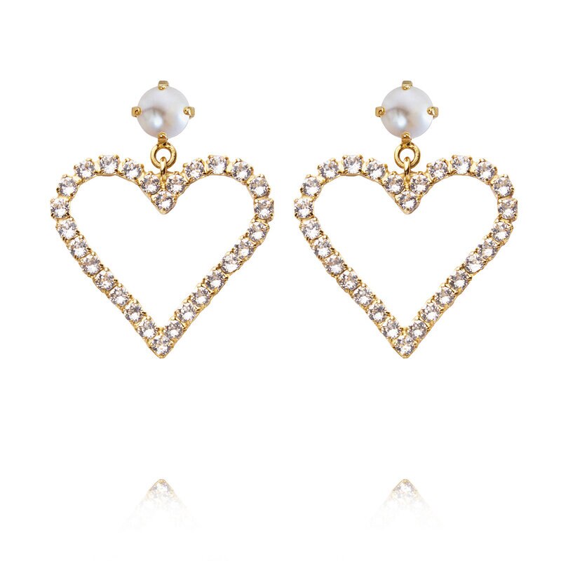Product Image for Heart To Heart Earrings Gold Pearl Crystal
