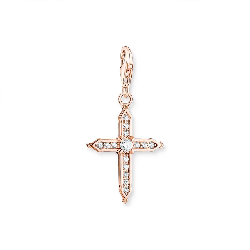 Product Image for Charm-hängsmycke Kors med vita stenar