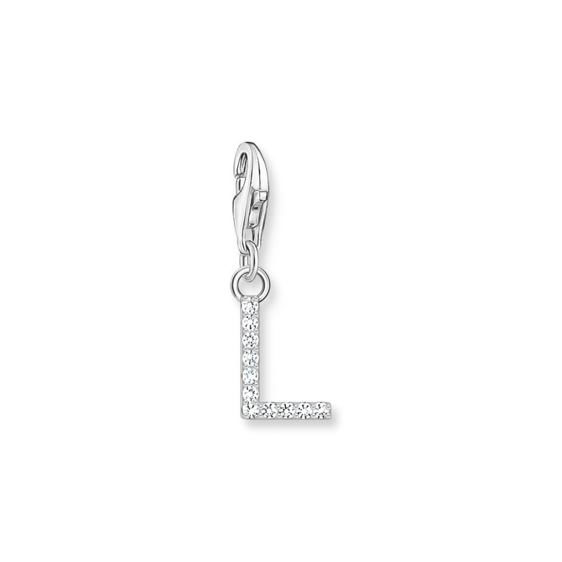 Product Image for Charm-hängsmycke bokstaven L med vita stenar silver