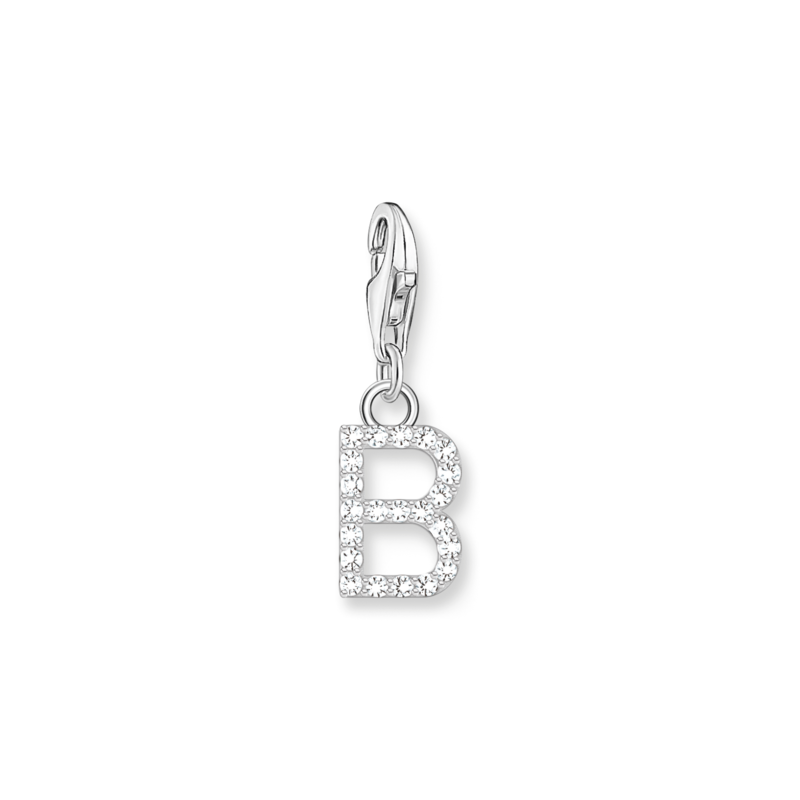 Product Image for Charm-hängsmycke bokstaven B med vita stenar silver