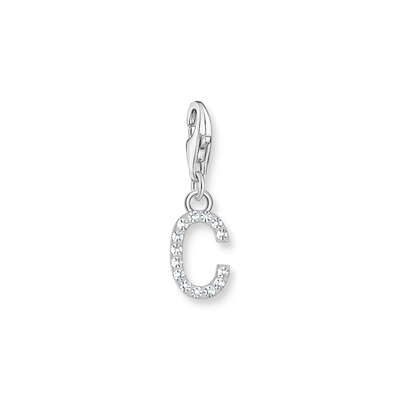 Product Image for Charm-hängsmycke bokstaven C med vita stenar silver