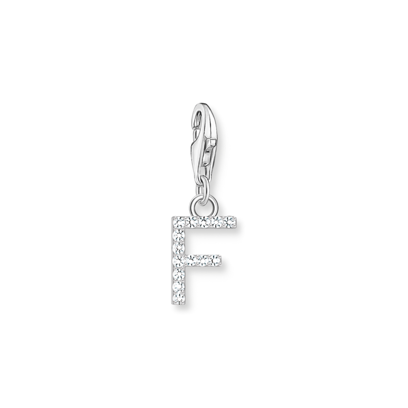 Product Image for Charm-hängsmycke bokstaven F med vita stenar silver