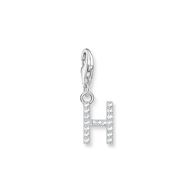 Product Image for Charm-hängsmycke bokstaven H med vita stenar silver