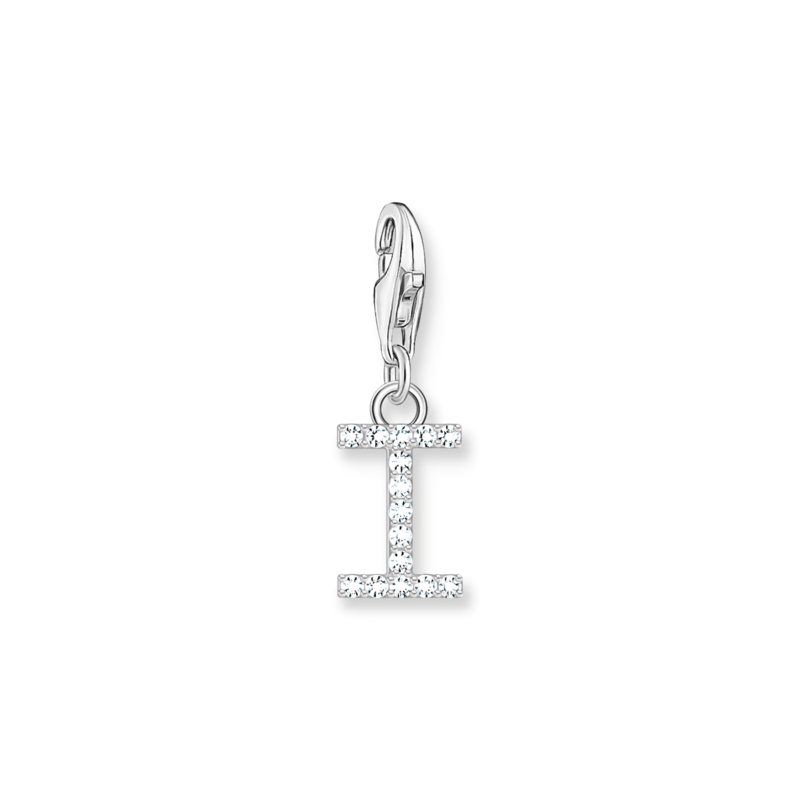 Product Image for Charm-hängsmycke bokstaven I med vita stenar silver
