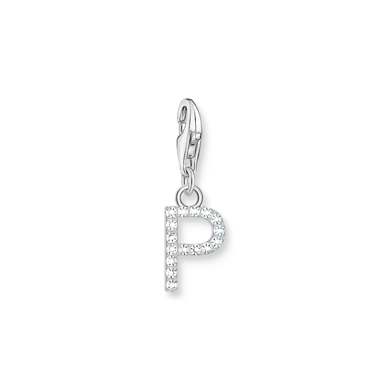 Product Image for Charm-hängsmycke bokstaven P med vita stenar silver