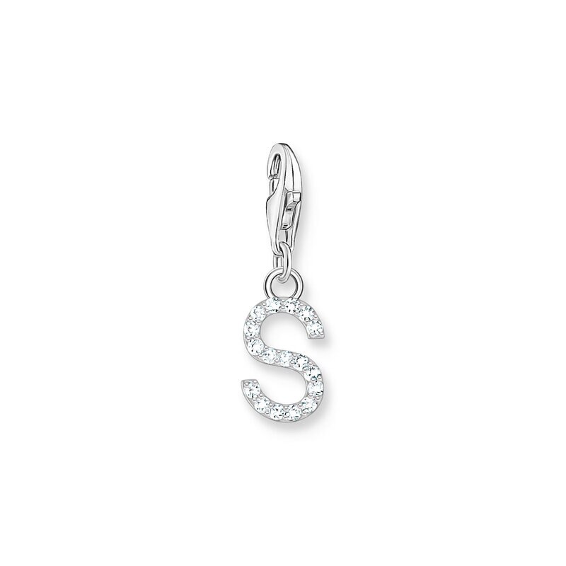 Product Image for Charm-hängsmycke bokstaven S med vita stenar silver