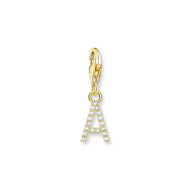 Product Image for Charm-hängsmycke bokstaven A med vita stenar guldpläterad