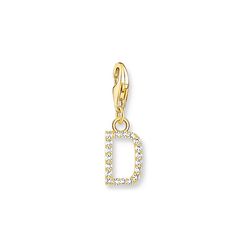 Product Image for Charm-hängsmycke bokstaven E med vita stenar guldpläterad