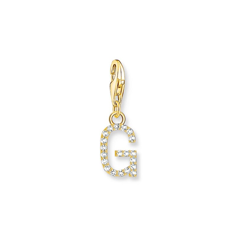 Product Image for Charm-hängsmycke bokstaven G med vita stenar guldpläterad