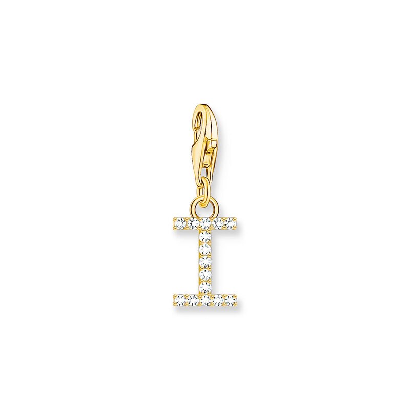 Product Image for Charm-hängsmycke bokstaven I med vita stenar guldpläterad