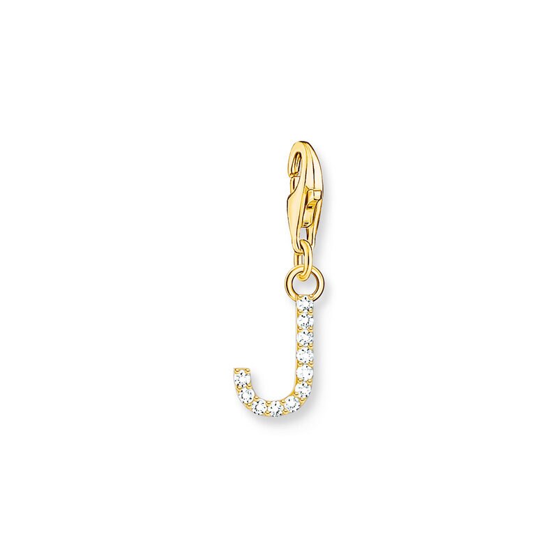 Product Image for Charm-hängsmycke bokstaven J med vita stenar guldpläterad