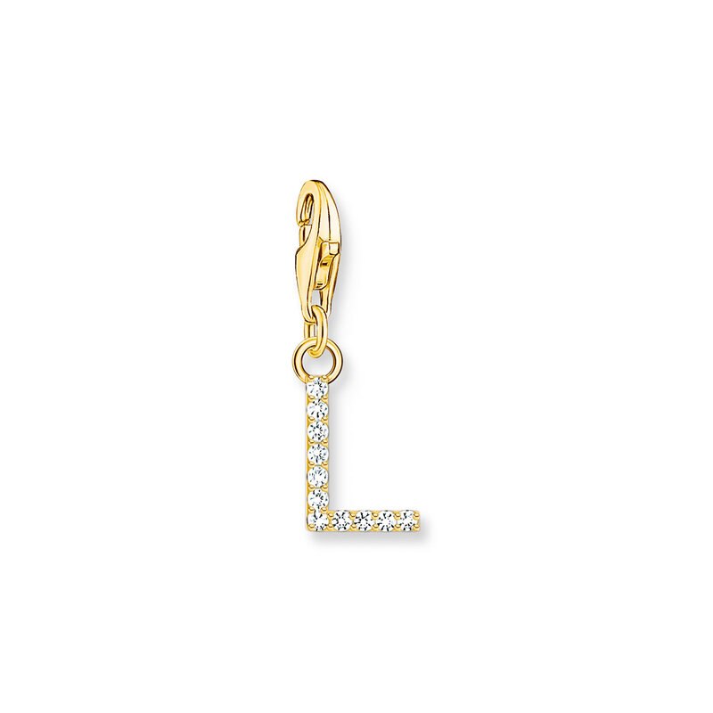 Product Image for Charm-hängsmycke bokstaven L med vita stenar guldpläterad