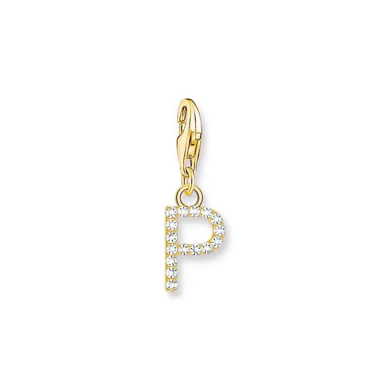 Product Image for Charm-hängsmycke bokstaven P med vita stenar guldpläterad
