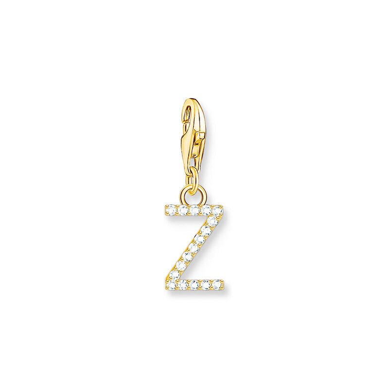 Product Image for Charm-hängsmycke bokstaven Z med vita stenar guldpläterad
