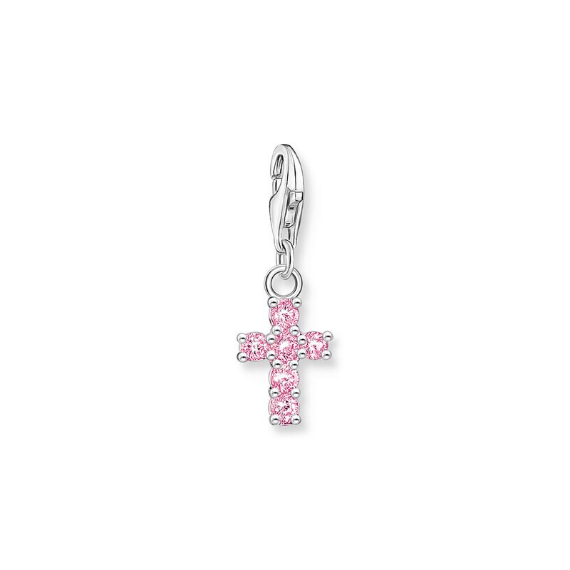 Product Image for Charm-hängsmycke rosa kors silver