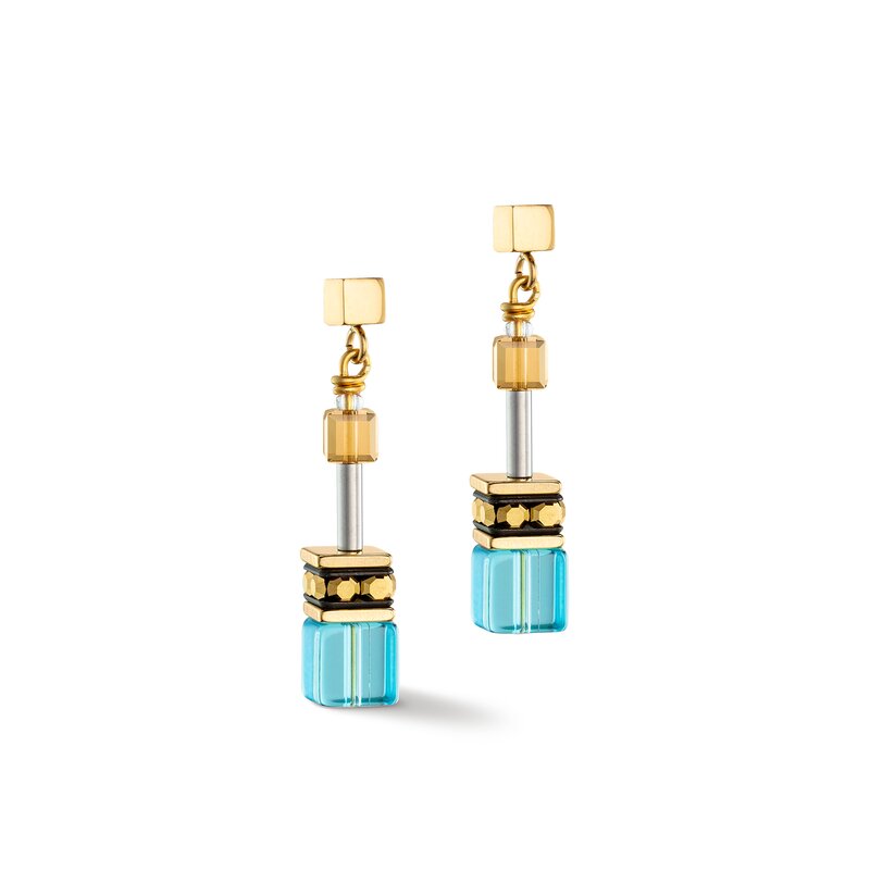 Product Image for GeoCUBE Iconic earrings gold turquoise