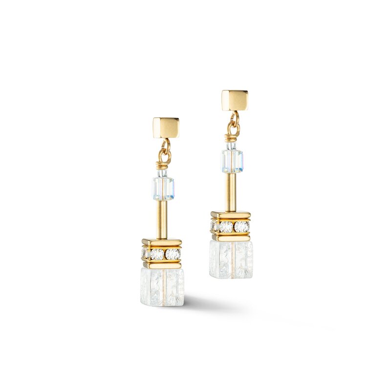 Product Image for GeoCUBE Iconic Nature earrings gold white