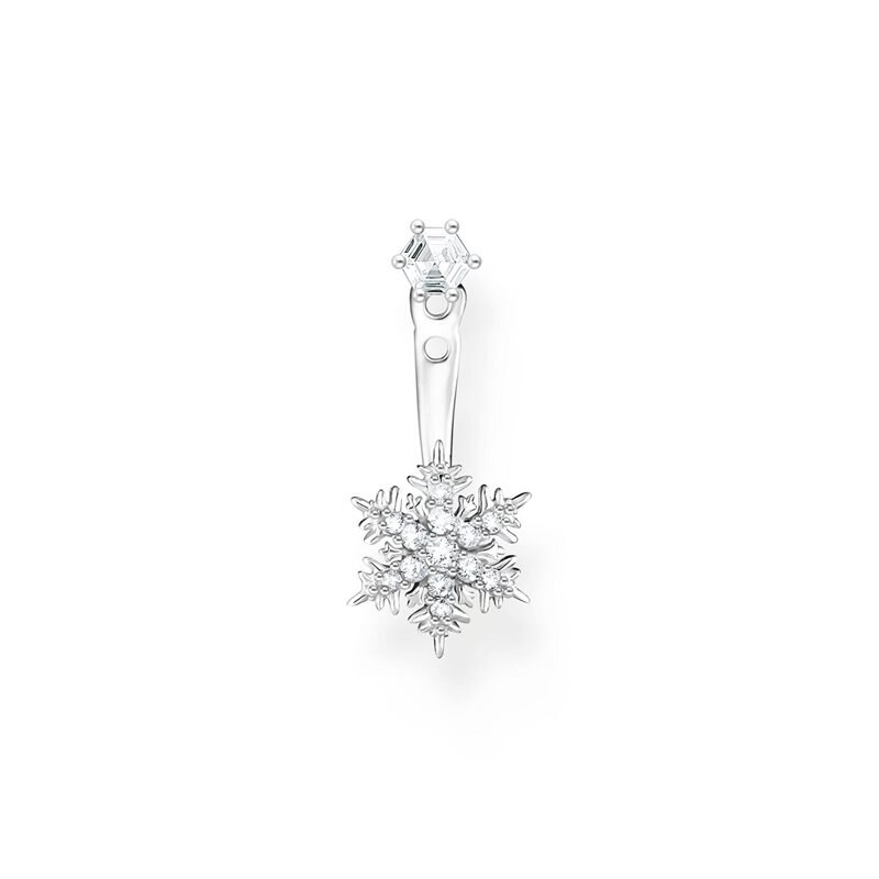 Product Image for Individuellt stiftörhänge Snöflinga med vita stenar Silver