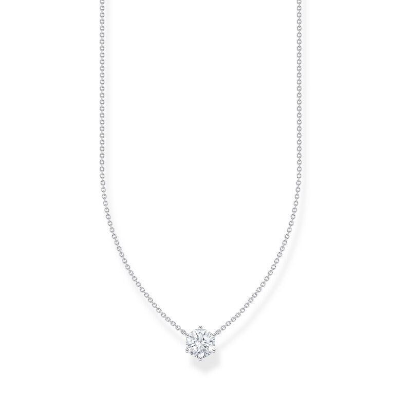Product Image for Halsband med vitt zirkonia-hängsmycke, silver
