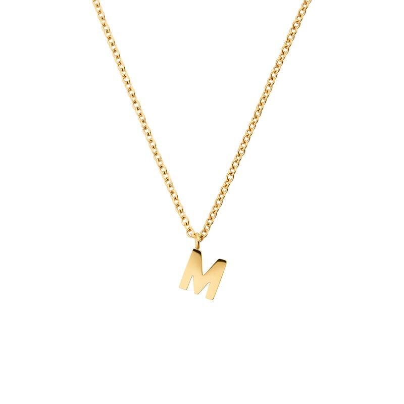 Product Image for Petite Plain Letter M Gold Necklace