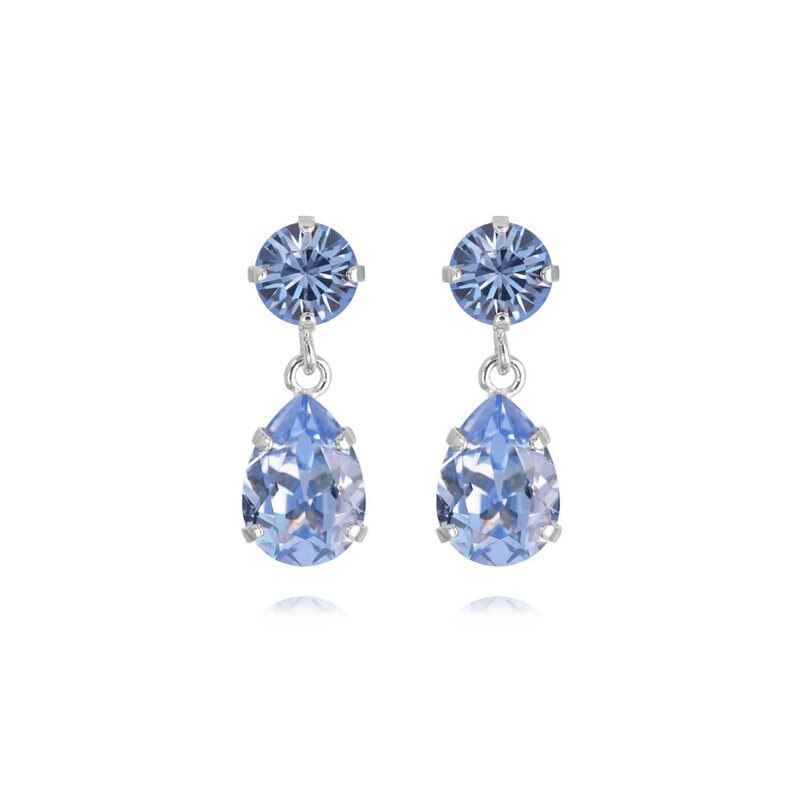 Product Image for Mini Drop Earrings Rhodium Light Sapphire