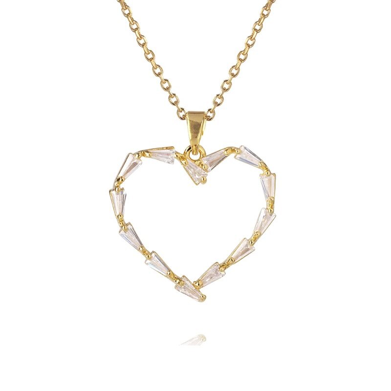 Product Image for Baguette heart necklace Gold Crystal