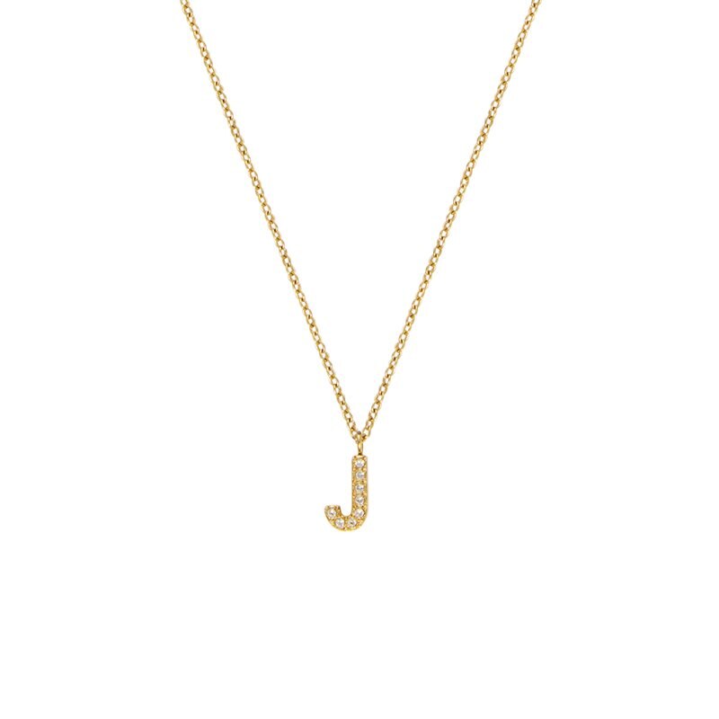 Product Image for Petite Stone Letter J Gold Necklace