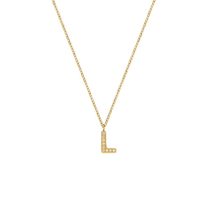 Product Image for Petite Stone Letter L Gold Necklace