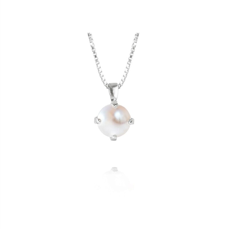 Product Image for Classic Petite Necklace Rhodium Pearl