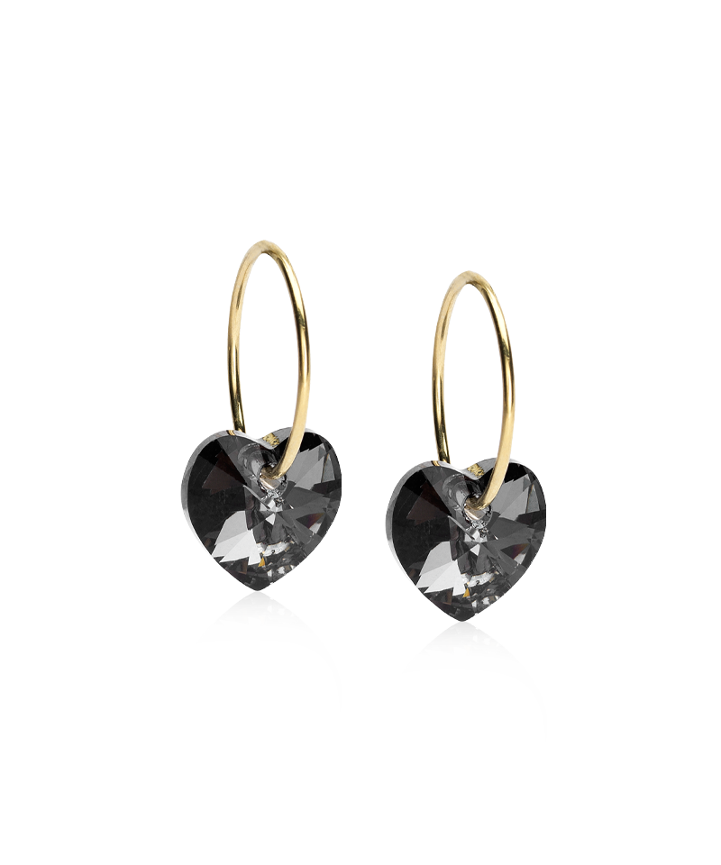 Product Image for GT Ear Ring 14 mm, Heart 10 mm, Black diamond