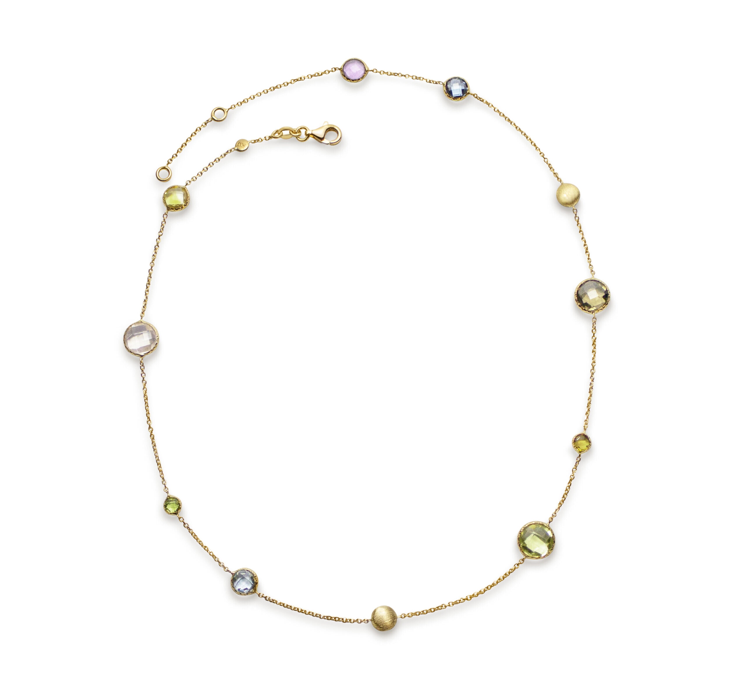 Halsband 18K guld multifärgade stenar