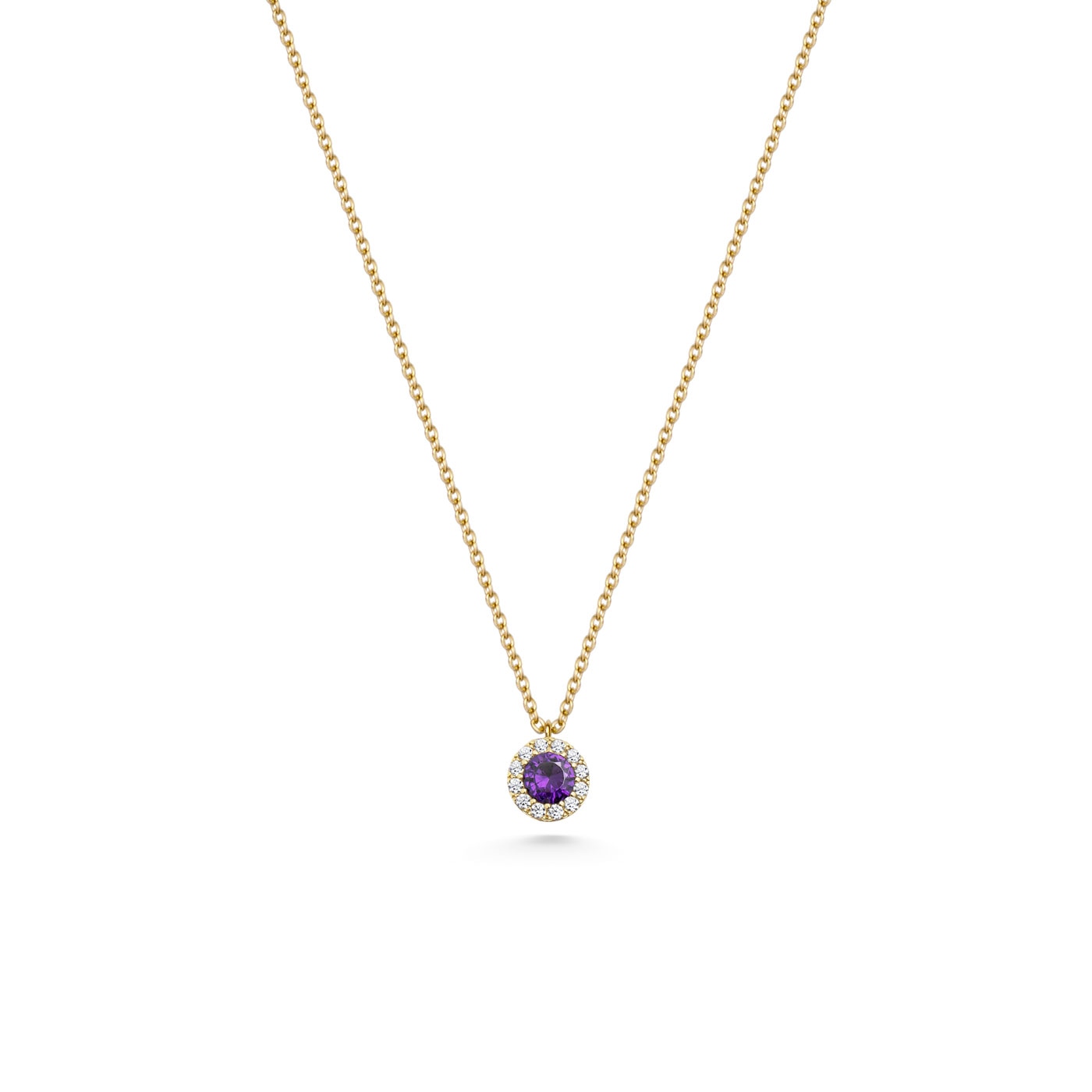 Halsband 18K guld lila cz