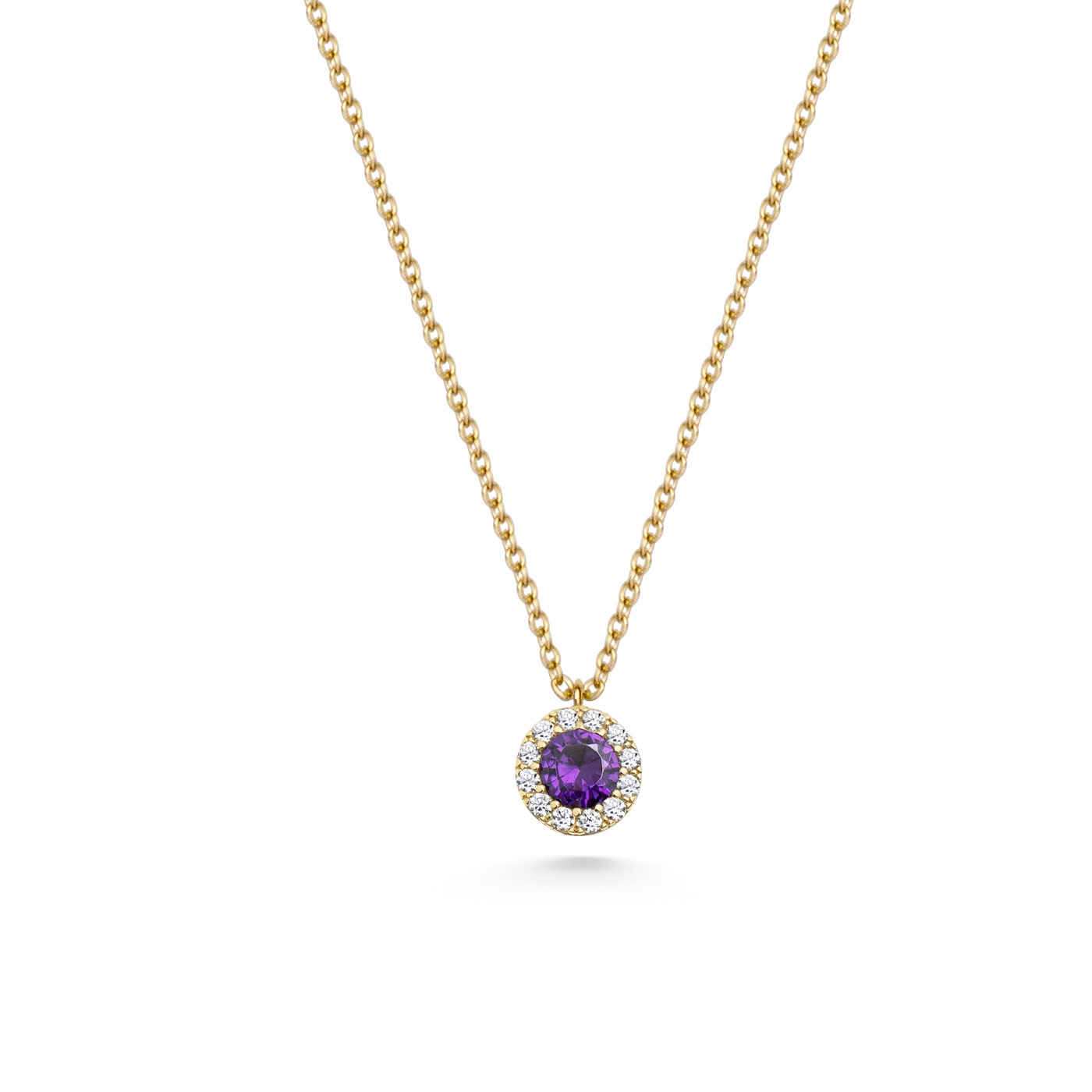 Halsband 18K guld lila cz