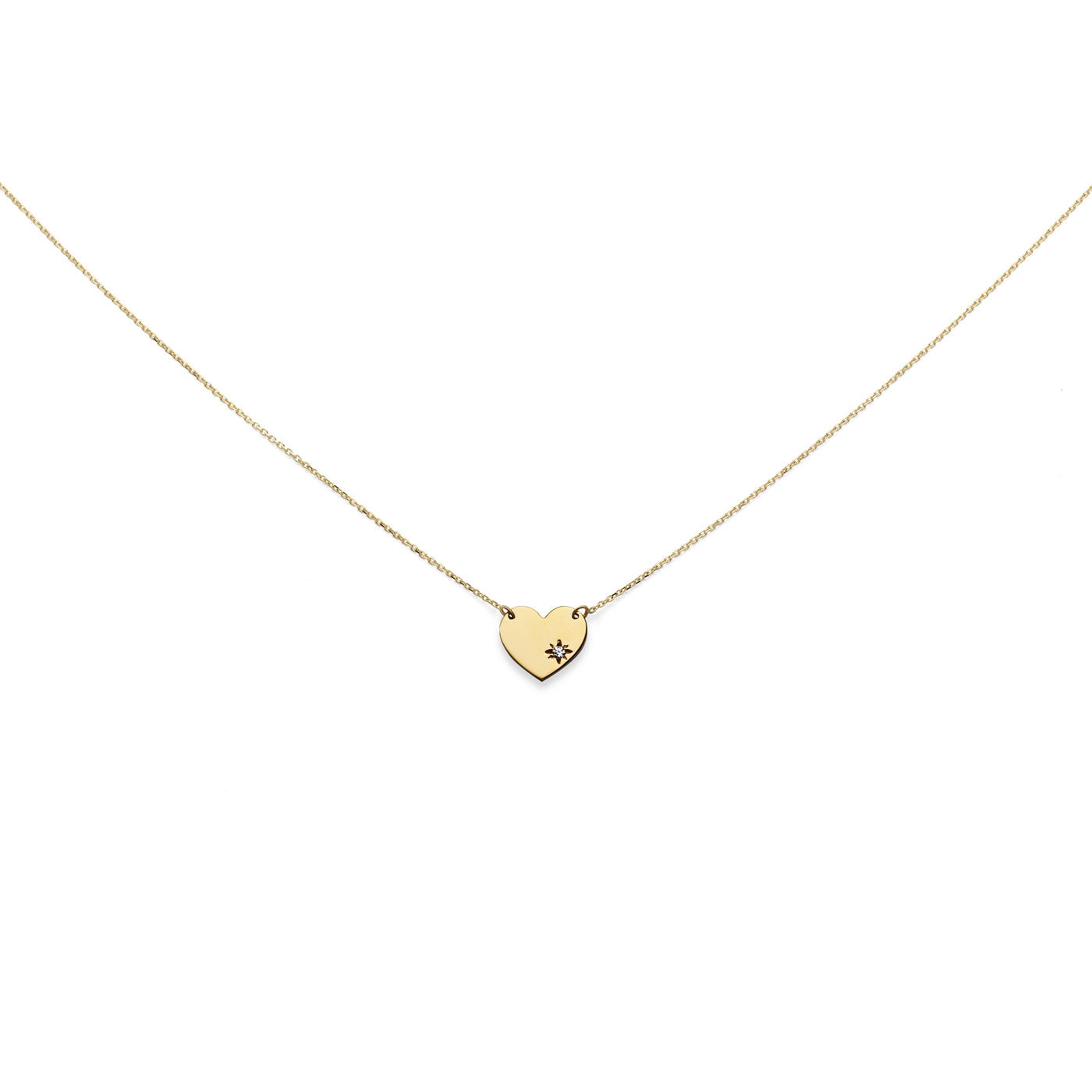 Halsband 18k hjärta slät 1 cz