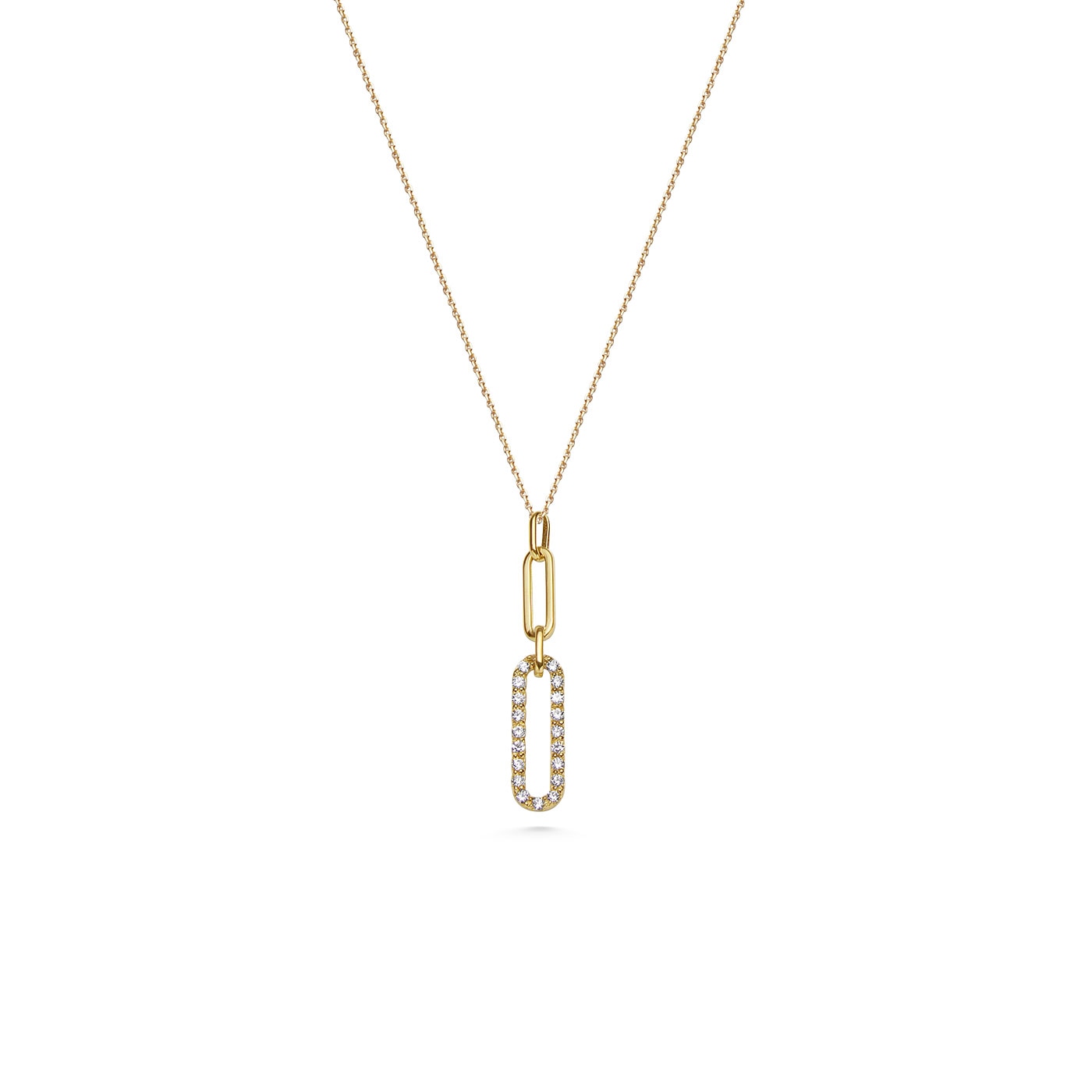 Halsband 18k cz paperclip