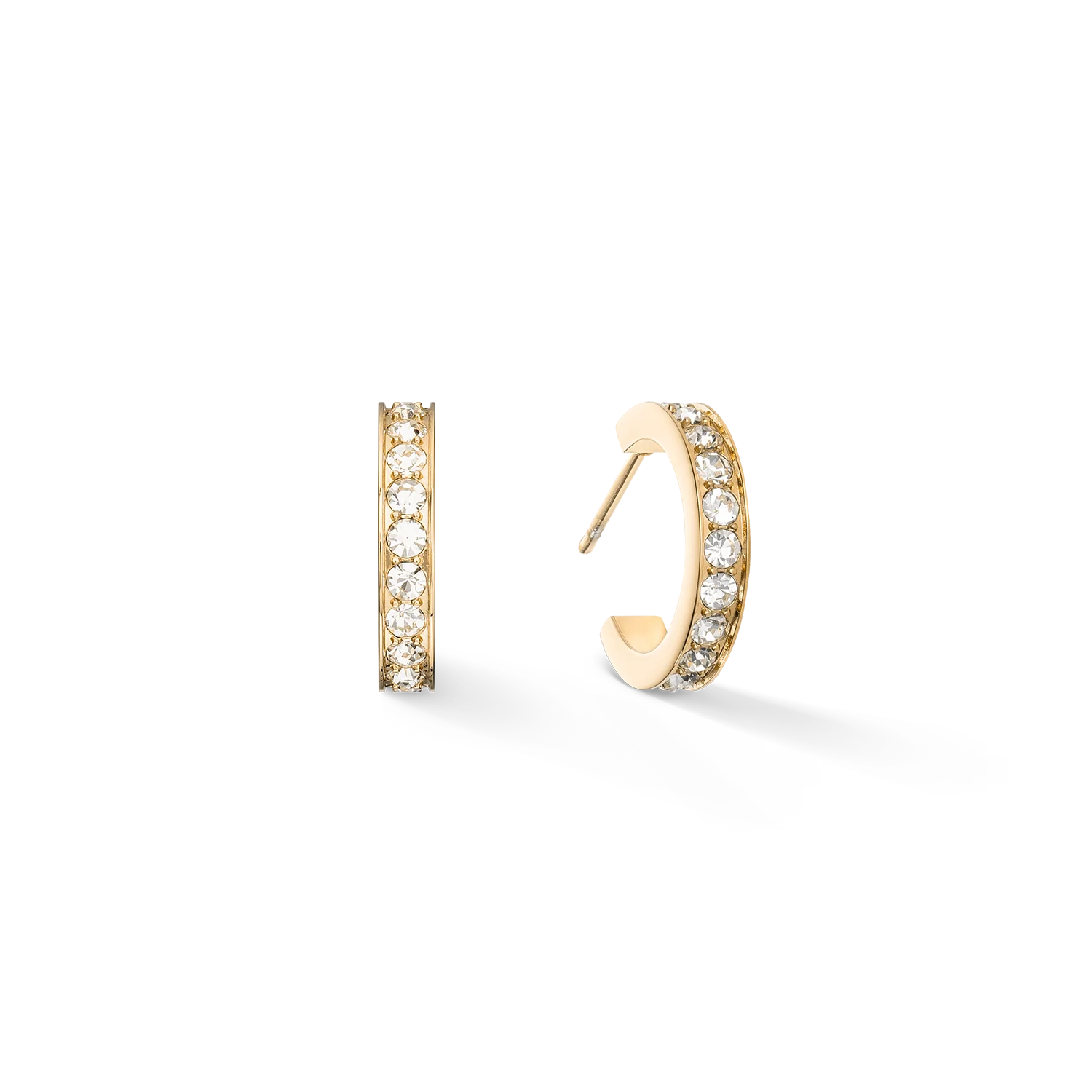 Hoop earrings 15 stainless steel & crystals gold crystal