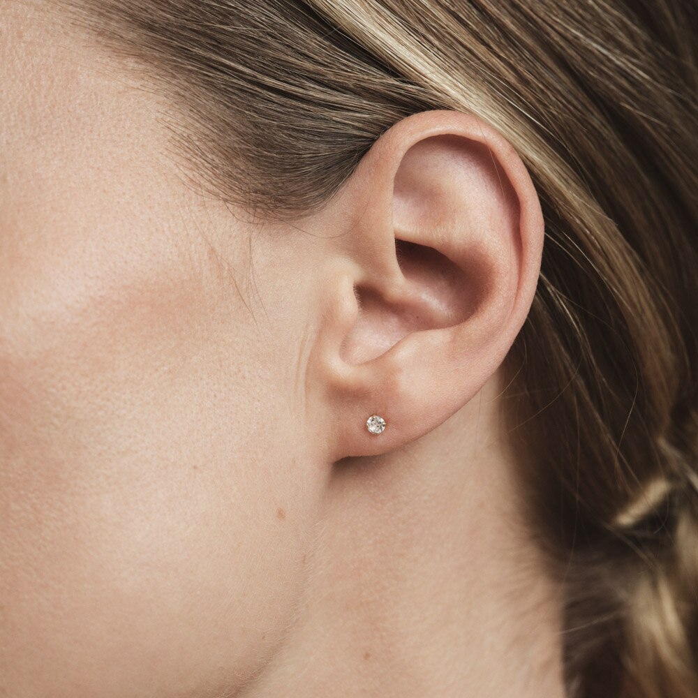 Jolie Gold Small Stud - White