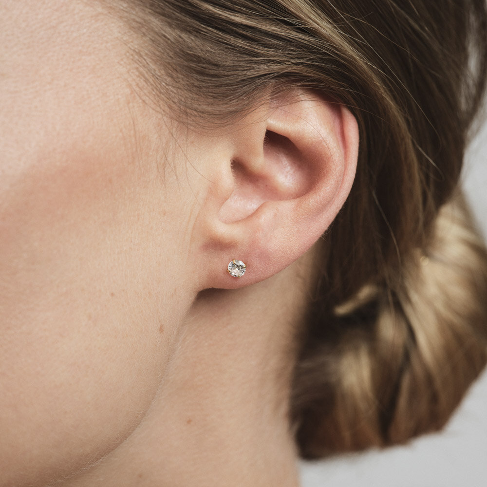 Jolie Gold Medium Stud - White