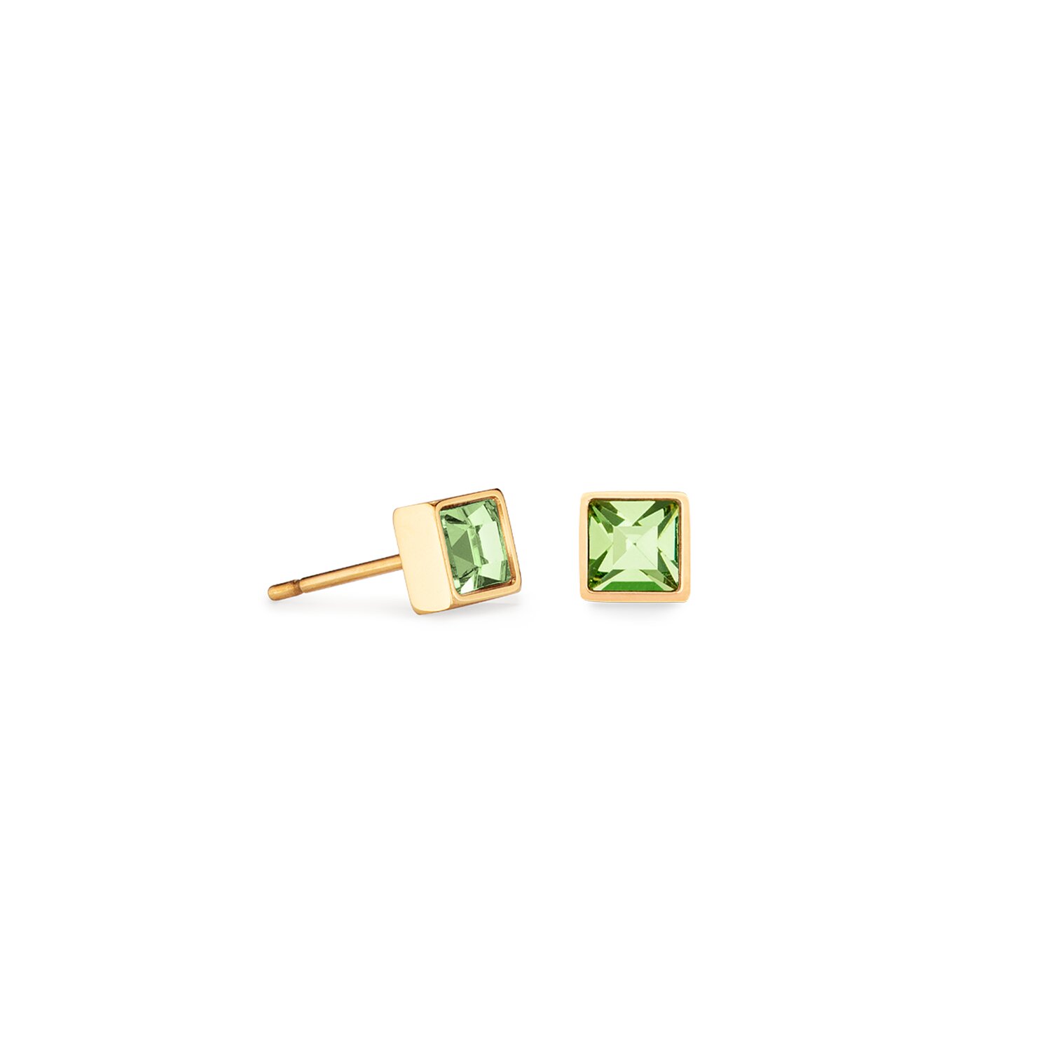 Earrings Square Green Gold