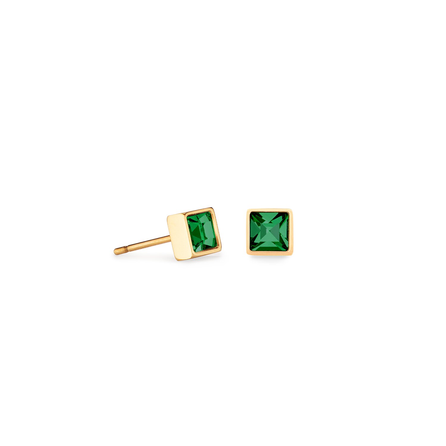Earrings Square Darkgreen Gold
