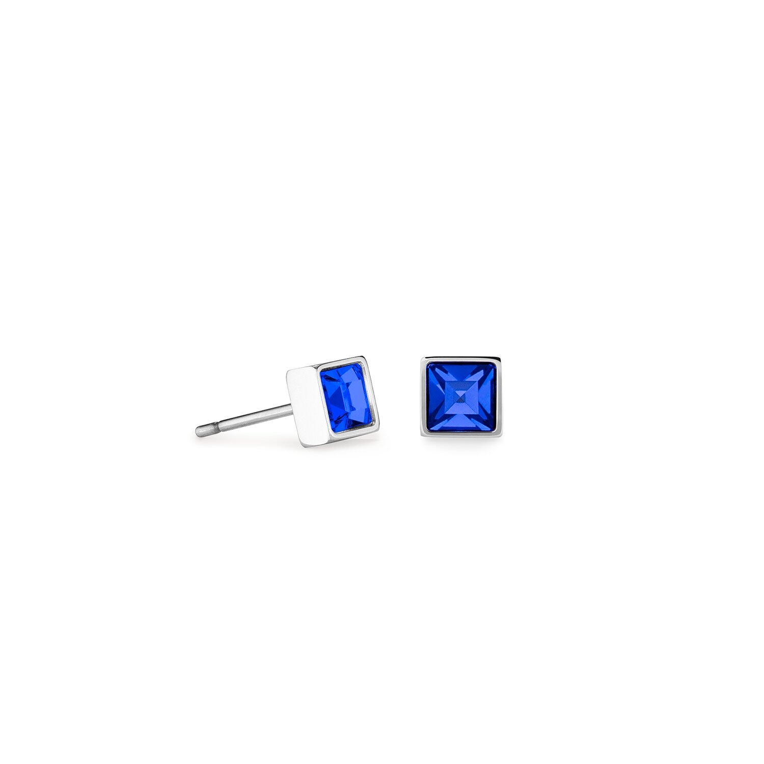 Earrings Square Blue Silver