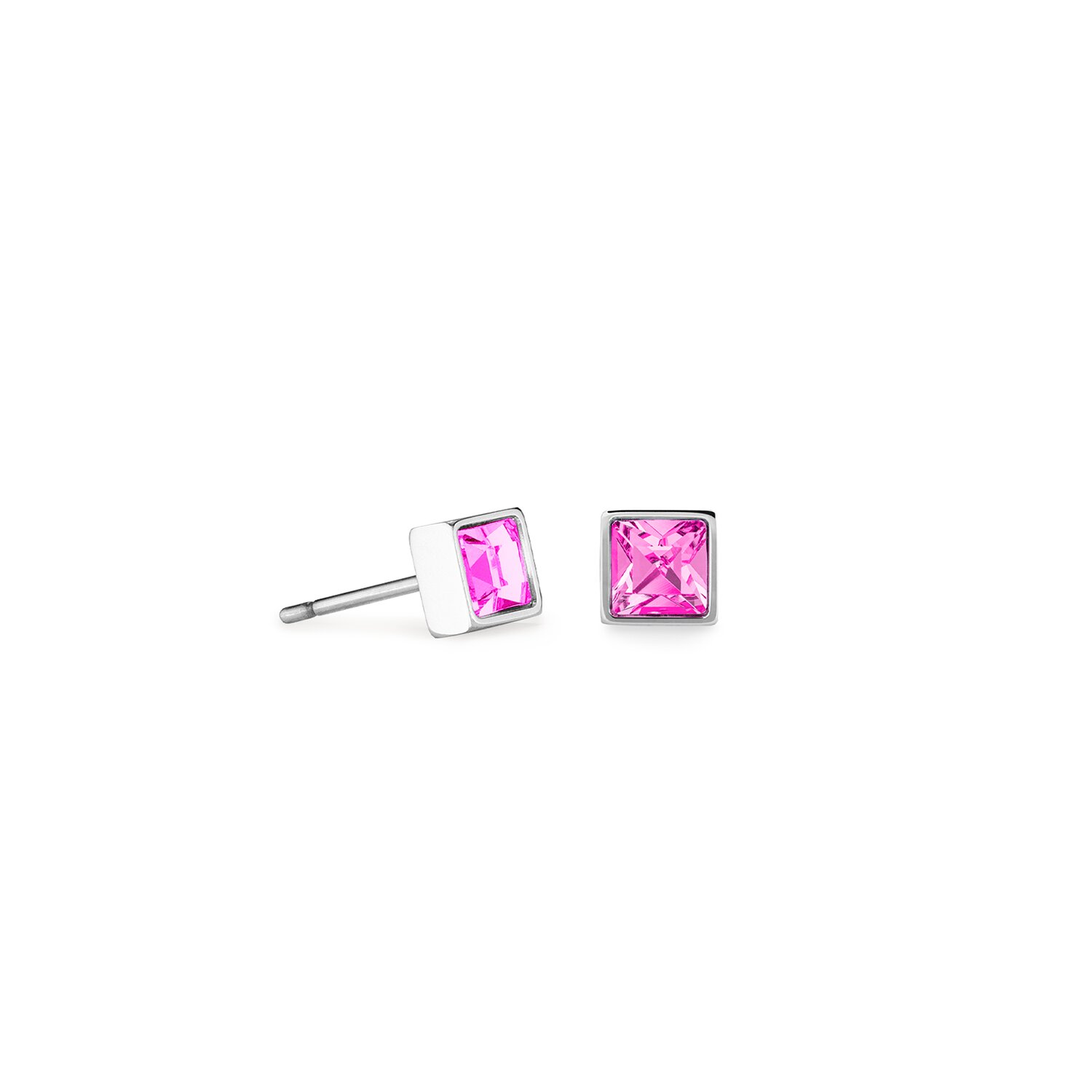 Earrings Square Pink Silver