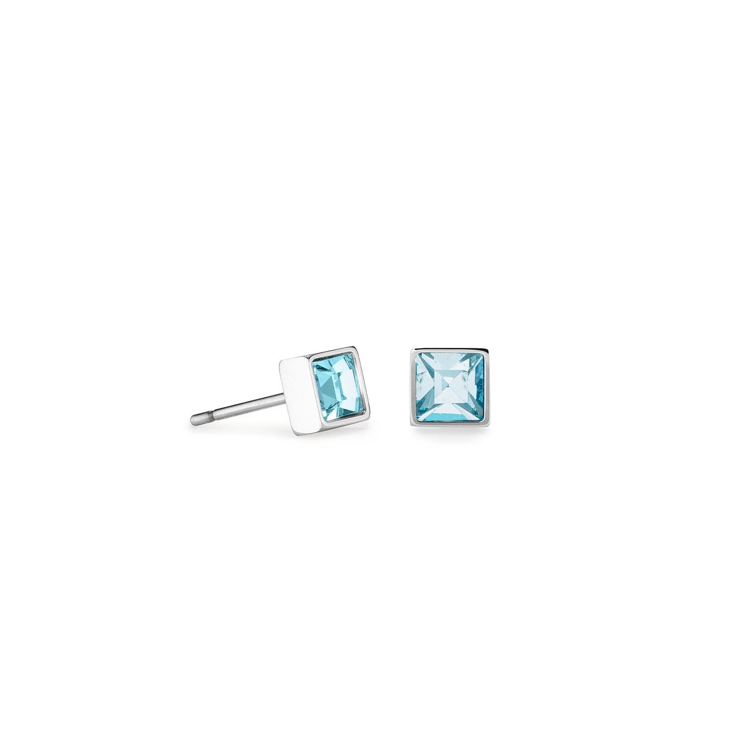 Earrings Square Aqua Silver